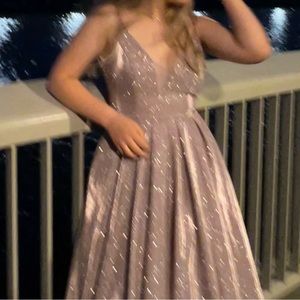 Purple/pink/champagne sparkly prom dress